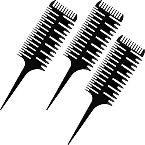 3 Peine de Hacer Reflejos Cabello en 3 Vías Peine de Reflejos Peine de Tejer Dividir Frustrar Peine de Tinte de Cabello de Peinado para Teñir Cabello, Hacer Claritos, Micro Trenzado