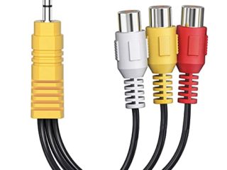 3,5mm Macho a 3 RCA Hembra,Ancable RCA a AUX para Conectar Reproductores de DVD VCR AV Audio Vídeo Televisor LCD Televisores HD 15CM