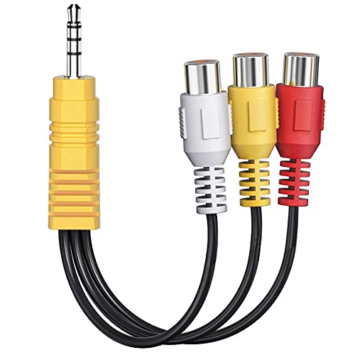 3,5mm Macho a 3 RCA Hembra,Ancable RCA a AUX para Conectar Reproductores de DVD VCR AV Audio Vídeo Televisor LCD Televisores HD 15CM