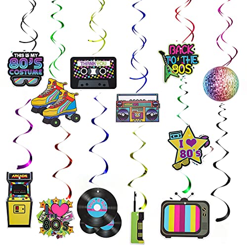 36 Pcs Decoraciones de Fiesta de Los 80 Colgar Remolino Decoración de Techo de Remolinos para Fiesta de Hip Hop Retro de Los Años 80