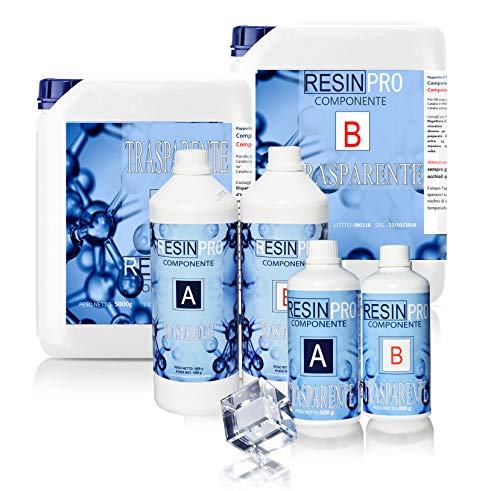 3kg Resina Transparente No Tóxica una vez curada de Dos Componentes – Resina + Endurecedor, Efecto Agua para Creaciones Artísticas, Recubrimiento de Superficies, Modelado, Joyería, Bricolaje
