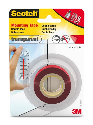 3M Scotch 40041915A - Cinta adhesiva de doble cara, transparente