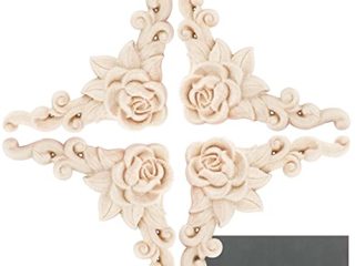 4 Molduras de Madera con 1 Papel de Lija Apliques Madera Tallada Esquina para Muebles Molduras Adornos Madera Manualidades Decoración Marco Pared Hogar Puertas