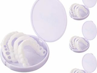 4 Pares Dientes de Carillas Cosméticos Dientes Dentaduras Temporales Instantáneos Dentaduras Comodidad Broche de Presión de Carillas Superiores e Inferiores para Dientes Malos.