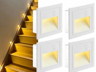 4 piezas LED de iluminación para escaleras, aluminio, 230 V, 3 W, lámpara de pared de cristal, luz para escaleras con montaje empotrado, IP65