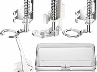 4 Piezas Prensatelas de Máquina de Costura Zurcidura de Metal Grandes Adecuados para Máquinas de Coser Domésticas incluye Dedos Cerrados, Dedos Abiertos, Pie de Acolchado y Pie de Bordado