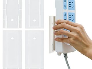 4 regletas con soporte autoadhesivo para pared para organizar enchufes y routers inalámbricos.