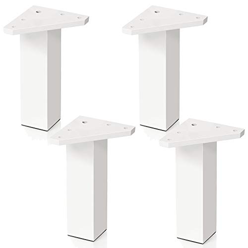 4 un. Pata pie cuadrada para Mueble en resina plastica abs ANTICORROSION 40x40mm altura 150mm blanco con Tapón contera