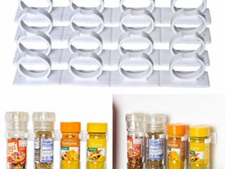 4 x 4 Soporte Organizador para Hierbas y Especias, Organizador para 16 latas, contiene latas de especias grandes de 3,3 – 4,5cm, max. 150 gramos, personalizables y divisibles, con adhesivo y tornillos