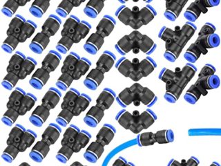 40 piezas Conexiones Neumáticas Enchufe Rapido Neumatico Conectores Manguera Neumática Push Connector 4 Tipos Herramientas Neumáticas para la Conexión de Tuberías Aire (6mm)