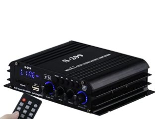 4.1 Canales Amplificador, 1200W Audio Estéreo Amplificador, Bluetooth 5.0 Mini Hi-Fi Digital Amperio Integrado para los Altavoces del hogar 40W x4 + Subwoofer Activo, SD/USB