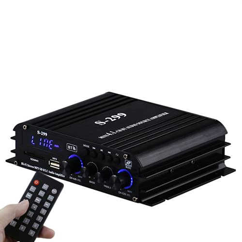 4.1 Canales Amplificador, 1200W Audio Estéreo Amplificador, Bluetooth 5.0 Mini Hi-Fi Digital Amperio Integrado para los Altavoces del hogar 40W x4 + Subwoofer Activo, SD/USB