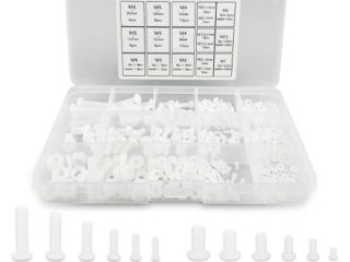 432PCS Cabeza redonda Tornillo hexagonal Tuerca Nylon Arandela Kit de clasificación con una caja de plástico M2 M2.5 M3 M4 M5 M6 (Blanco)