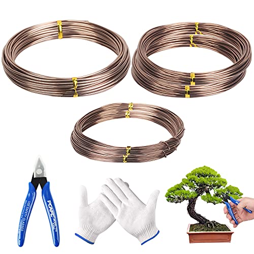 5 Rollos Bonsai Wires MEZOOM Alambre de Aluminio Cable Bonsái Alambre de Entrenamiento 1mm/1.5mm/2mm Línea de Jardín para Sostener Ramas de Bonsái Troncos Pequeños(3 tamaños)