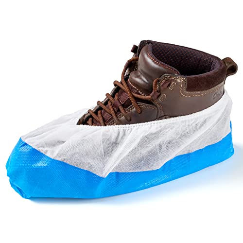 50 Cubiertas para zapato/Cubrezapatos con suela de 9 gramos, reforzada, antideslizante, extra resistente. Impermeable a líquidos, unitalla, buen ajuste, y sin frustraciones. Desechables.