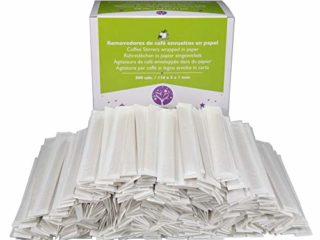 500 Paletinas de Madera envueltos Individualmente en Papel de 11 cm. Palitos de café Desechables, Palitos removedores de café biodegradables. Agitadores de café.
