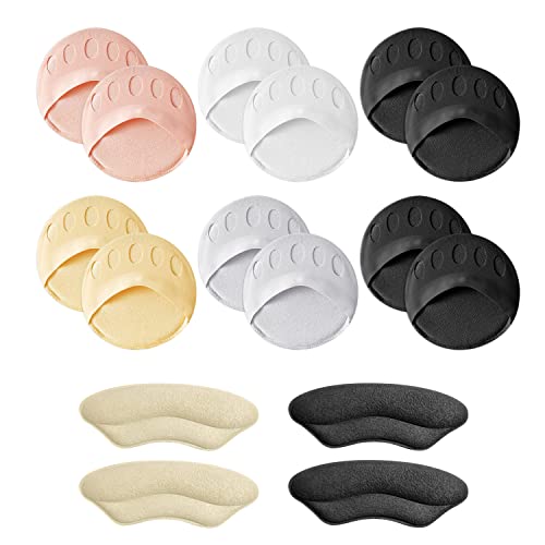 6 pares de almohadillas para el antepié de panal con 2 pares de almohadillas para el talón de esponja, almohadillas de metatarso para el dolor de pies, correr al aire libre