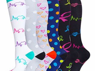 6 Pares Rodilla Alta Calcetines y Medias de Compresión para Hombres y Mujeres 20-32 mmHg for Ejercicio,Correr,Enfermeras,Médico,Embarazo,Maternidad,Viajes,Vuelo,Aumenta la Resistencia,Reduce la Fatiga