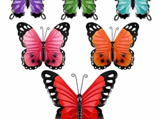 6 Piezas Arte de Pared de Mariposa de Metal Decoración de Pared de Mariposas de Metal Mariposa Colgante de Pared de Inspiración Escultura para Interior y Exterior Oficina Hogar, 3 Tamaños, 6 Colores