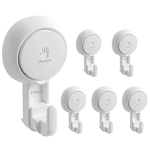 6 Piezas Ganchos Ventosa Super Fuerte para Pared Baño Cocina, Ulinek Colgador Ventosa Max 5KG Toallero Perchero Ganchos para Colgar Llaves Abrigos Ropa Bolsos Ducha, Transparente
