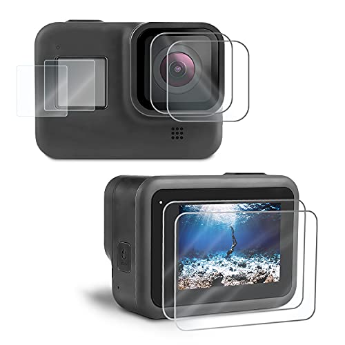 6 Piezas Protector de Pantalla para GoPro Hero 8 Protector de Pantalla de Vidrio Templado Mejorada Cubierta de Lente de Vidrio Templado con Protección de pequeña Pantalla