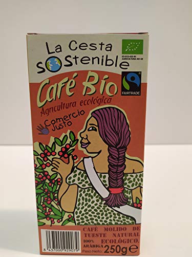 6 UNID DE CAFE MOLIDO BIO 250 GRS DE COMERCIO JUSTO (FAIR TRADE) LA CESTA SOSTENIBLE.