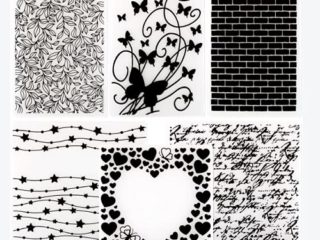 6pcs Carpetas en Relieve Carpetas de Estampación Embossing Corazón Estrella Mariposa Letras Hojas Pared de Ladrillo para Scrapbooking Álbum de Fotos Bricolaje