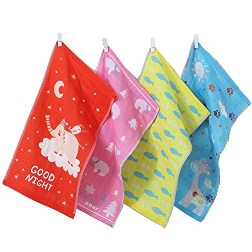 6pcs Del Bebé Toalla De Cara Extra Suave De Algodón Peinado Fuerte Absorbente De Tela Lavada Infantil De Dibujos Animados Toallas De Mano (Random Estilo)