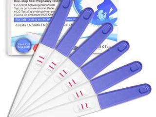 6Pcs Test Embarazo de Alta Sensibilidad 10 mIU/ml ( HCG) Detección Temprana, Predictor Test Embarazo Precoz, Pruebas de Embarazo HCG Test Tiras Embarazo Resultado Rápido y Confiable, Precisión >99%