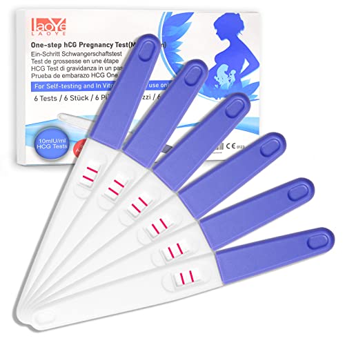 6Pcs Test Embarazo de Alta Sensibilidad 10 mIU/ml ( HCG) Detección Temprana, Predictor Test Embarazo Precoz, Pruebas de Embarazo HCG Test Tiras Embarazo Resultado Rápido y Confiable, Precisión >99%