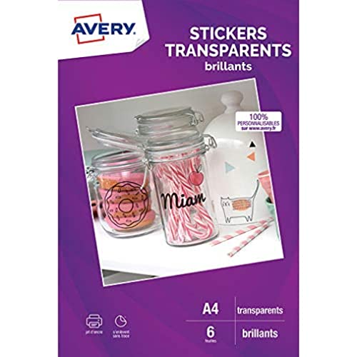 6 pegatinas transparentes adhesivos imprimibles de inyección de tinta, A4