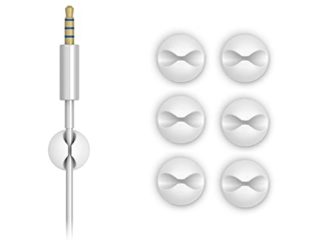 6UD | Sujetacables organizador de cables de escritorio | Tamaño Mini para cables de 1 a 3mm | Clip sujeta cables de silicona con adhesivo para oficina | Blanco puro
