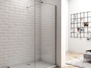 70x190cm Mampara de Ducha Puerta Frontal Fija Cristal 8 mm ANTICAL Transparente Barra 90cm