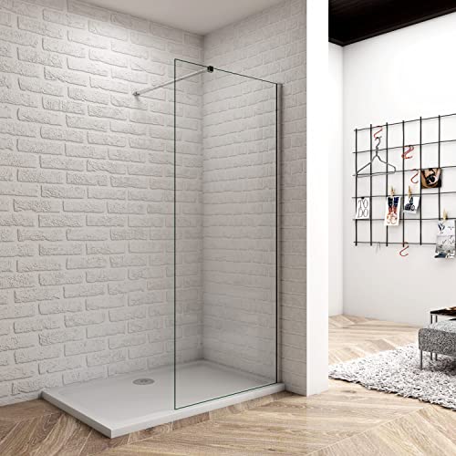 70x190cm Mampara de Ducha Puerta Frontal Fija Cristal 8 mm ANTICAL Transparente Barra 90cm