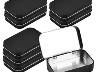 8 Piezas Cajas Metalicas Almacenaje con Bisagras, 95 x 62 x 20 mm Rectangulares Latas Cajas de Metal con Tapas, Pequeñas Caja de Lata Contenedores para Almacenamiento Organizador en el Hogar (Negro)
