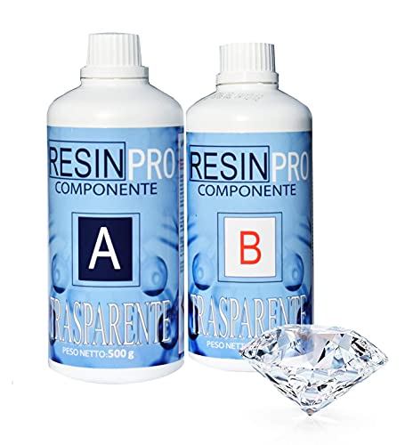 800gr Resina transparente No Tóxica de dos componentes – Resina + Endurecedor, efecto agua para creaciones artísticas, recubrimiento de superficies, modelado, joyería, bricolaje.