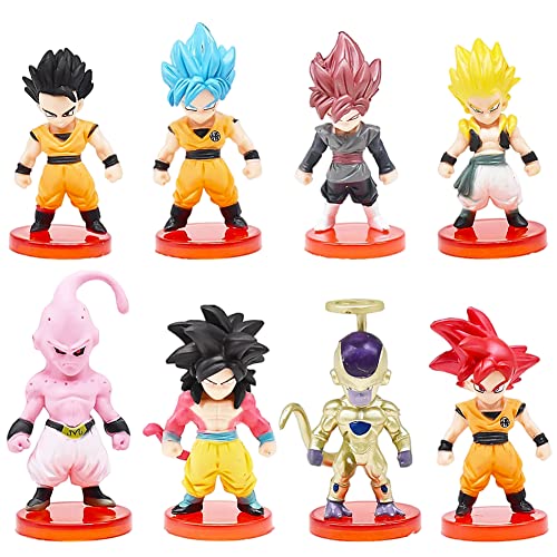 8PCS Dragon Ball Cupcake Toppers, Dragon Ball Mini Figuras Happy Birthday Party Decoraciones para Tartas Dragon Ball Figuras Set Dragon Ball Happy Birthday Party Supplies Decoraciones