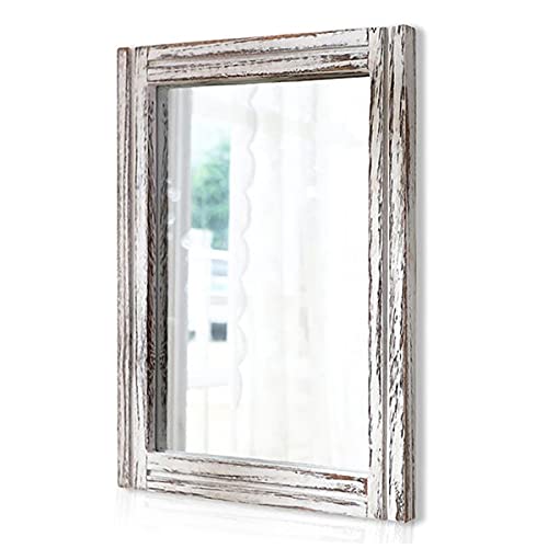 AAZZKANG Espejo de madera con marco rústico de pared rectangular decorativo de granja dormitorio cuarto de baño espejo colgante decoración de pared del hogar