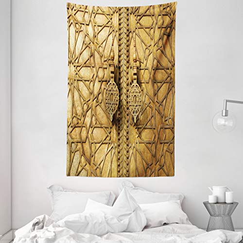 ABAKUHAUS marroquí Tapiz de Pared y Cubrecama Suave, Palacio Real de Marrakech, Objeto Decorativo Lavable, 140 x 230 cm, Marrón pálido