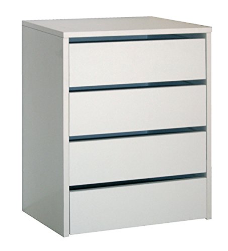 Abitti Cajonera de Armario Color Blanco Brillo, 4 cajones, Mueble Auxiliar para Almacenamiento Extra. 61cm Altura x 46cm Ancho x 45cm Fondo