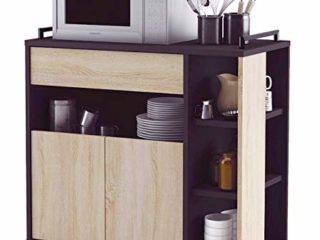 Abitti Mueble de Cocina Auxiliar para microondas en Color Negro y Roble 80x76cm