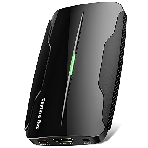 ABLEWE Capturadora Vídeo hdmi 4K, Tarjeta de Captura HDMI a HDMI/USB 5V, Capturadora de Vídeo Audio 4K30fps 1080p30fps para DSLR, Cámara, DVD, TV, Móvil, PC con Puerto Audio y DC 5V (Negro)