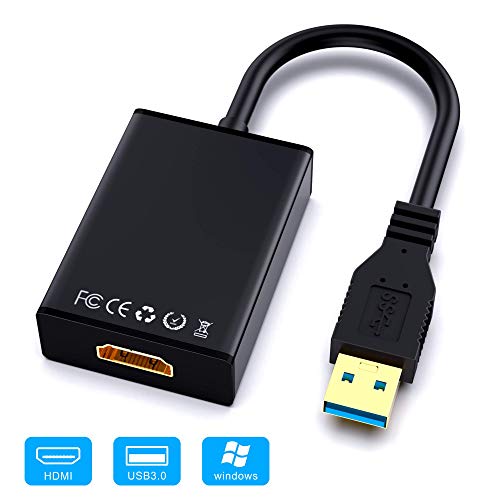 ABLEWE USB a HDMI Adaptador, USB 3.0/2.0 a HDMI HD1080P Audio Video Convertidor Cable para PC Laptop Projector HDTV Compatible con Windows XP / 10/8.1/8/7