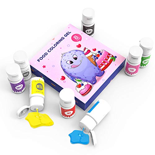Abree Colorante Alimentario en gel 8*12.5g Concentración gel para Colorear los Macaron Fondant Pasteles Galletas Bebidas