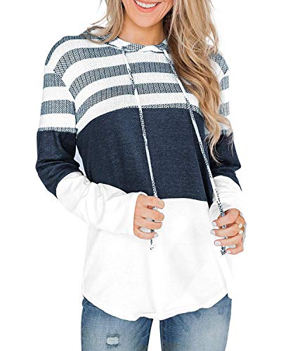 ABYOVRT Mujer Sudadera con Capucha Manga Larga Jerséis Sueltos Sudadera con Estampado la Camiseta Otoño Invierno Mujer Chándal,Z Blanco,XL