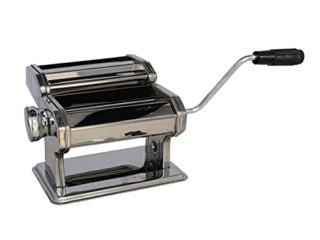 Acan Cortapasta Manual de Acero Inoxidable 19 x 19 x 12 cm, máquina para Hacer Pasta Fresca con manivela, Cortar Espaguetis, macarrones, Masa lasaña, Cocina