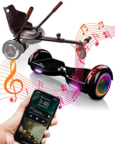 ACBK - Pack HoverKart Negro + Hoverboard Patinete Eléctrico Autoequilibrio con Ruedas de 6.5" (Altavoces Bluetooth + Ruedas Led + Bolsa Transporte) Velocidad máxima: 10-12 km/h (Negro)