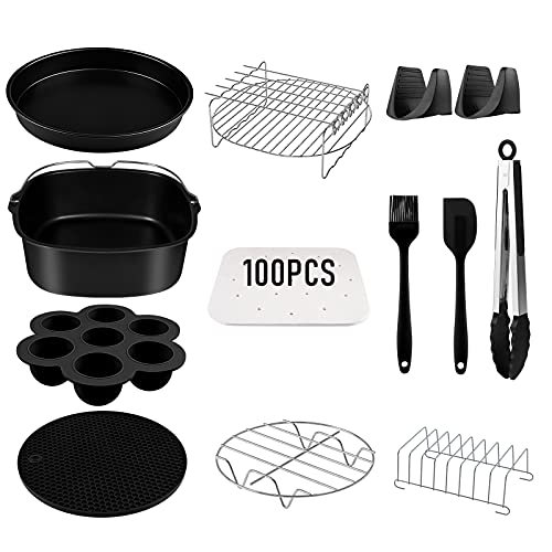 Accesorios freidora sin aceite 5,5L cuadrado, accesorios freidora de aire 5,5 litro xxl apto para airfryer cuadrada COSORI Princess Innsky proscenic Philips 5L 5,2L 5,5L 5,7L air fryer, Sin BPA