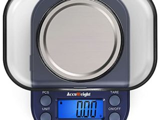 ACCUWEIGHT 255 Mini Báscula de Precisión Digitale para Joyería 300g x 0,01g Balanza de Portátiles Multifuncional con Pantalla LCD Retroiluminada, 6 Unidades, Función de Tara y Conteo (PCS)