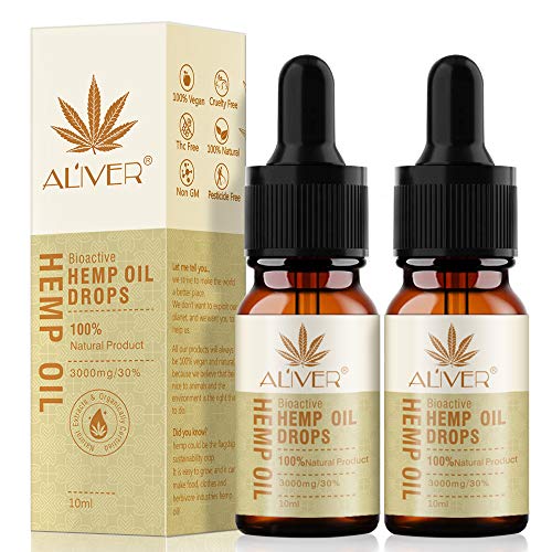 Aceite de cáñamo orgánico - 30% (3000 Mg) Fórmula ultra premium - Gota de aceite de cáñamo, 2 * 10 Ml